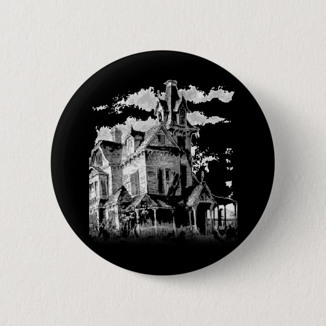 HAUNTED HOUSE 2 INCH ROUND BUTTON (Front)