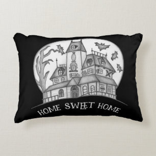 Haunted House and Bats Halloween  Accent Pillow
