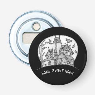Haunted House and Bats Halloween Bottle Opener
