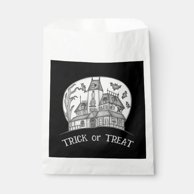 Haunted House and Bats Halloween  Favour Bag (Front)