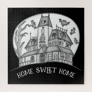 Haunted House and Bats Halloween  Jigsaw Puzzle