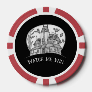 Haunted House and Bats Halloween Poker Chips