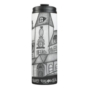 Haunted House and Bats Halloween Thermal Tumbler