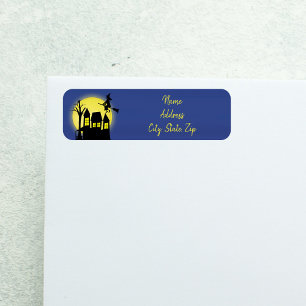 Haunted House and Flying Witch with Moonlight