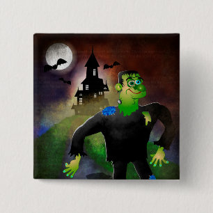 Haunted House and Monster 2 Inch Square Button