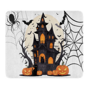 Haunted House and Pumpkin Night Cutting Board