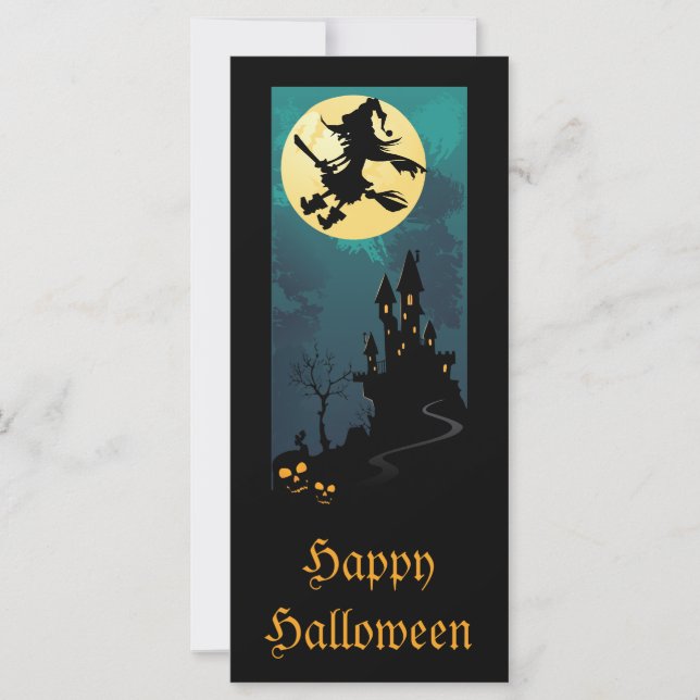 Haunted House and Witch Silhouette Bookmarks (Front)