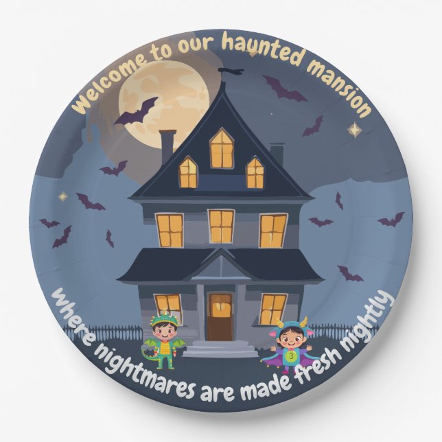 Haunted House At Midnight Paper Plate (Front)