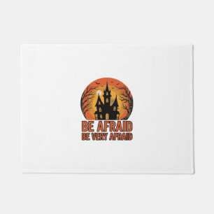 Haunted House Be Afraid Vintage Halloween Design_1 Doormat