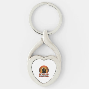 Haunted House Be Afraid Vintage Halloween Design_1 Keychain