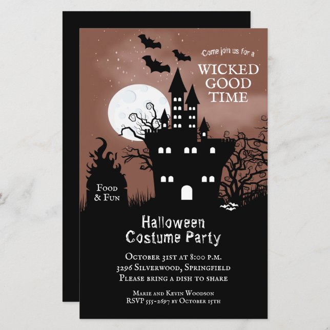 Haunted House Budget Halloween Invitations (Front/Back)