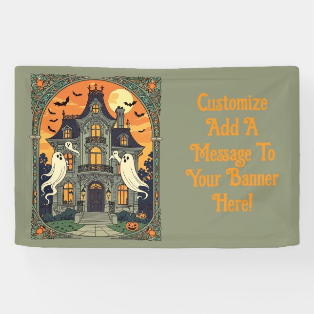 Haunted House - Creepy Crescent Banner (Horizontal)