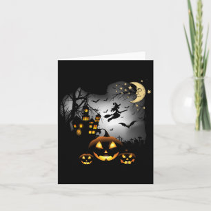 Haunted House - Flying Witch - Jack O Lantern  Card