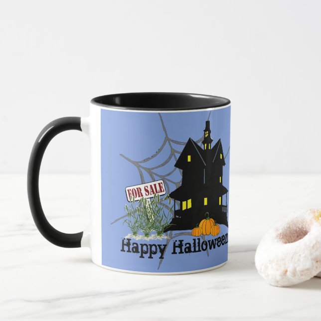 Haunted House For Sale Mug (With Donut)