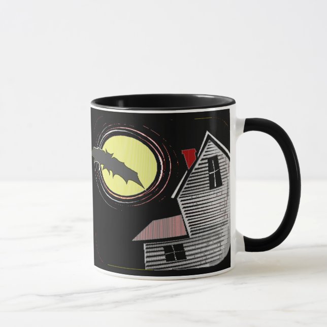 Haunted House Full Moon and Bat Mug (Right)