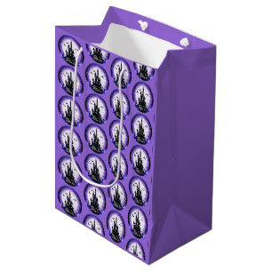 Haunted House Full Moon Bats Happy Halloween Medium Gift Bag
