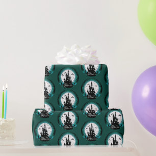 Haunted House Full Moon Bats Happy Halloween Wrapping Paper