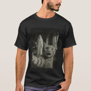 Haunted House Ghost Vintage Photo Funny Tabby Cat  T-Shirt