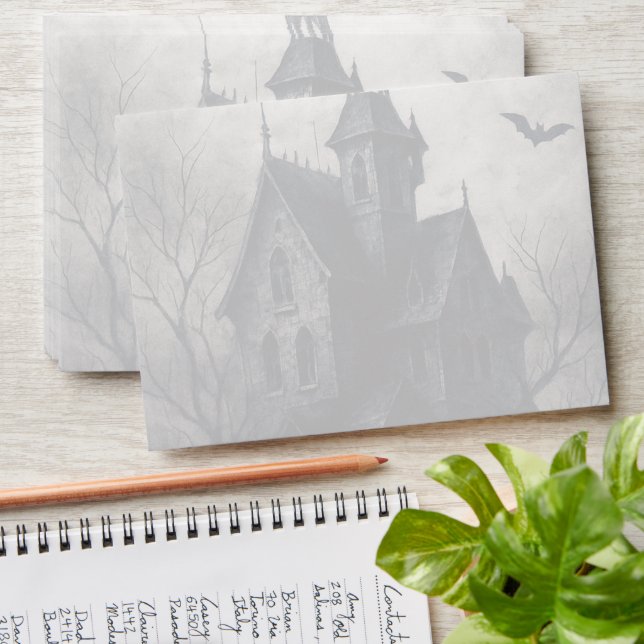 Haunted House & Graveyard Halloween  Envelope (Stacked)
