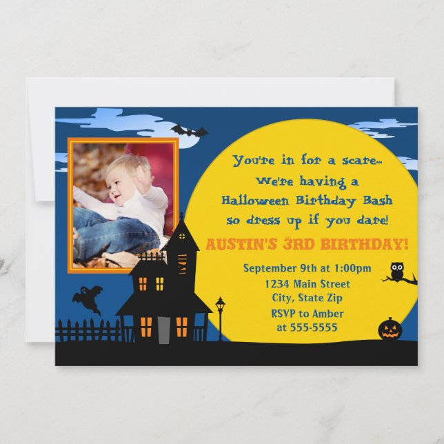 Haunted House Halloween Birthday Invitation (Front)