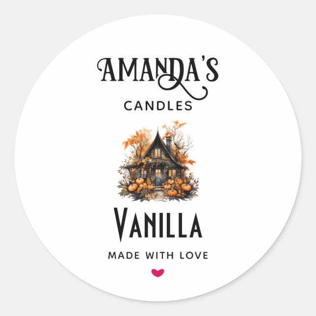 Haunted House Halloween Candle Business Classic Round Sticker (Front)