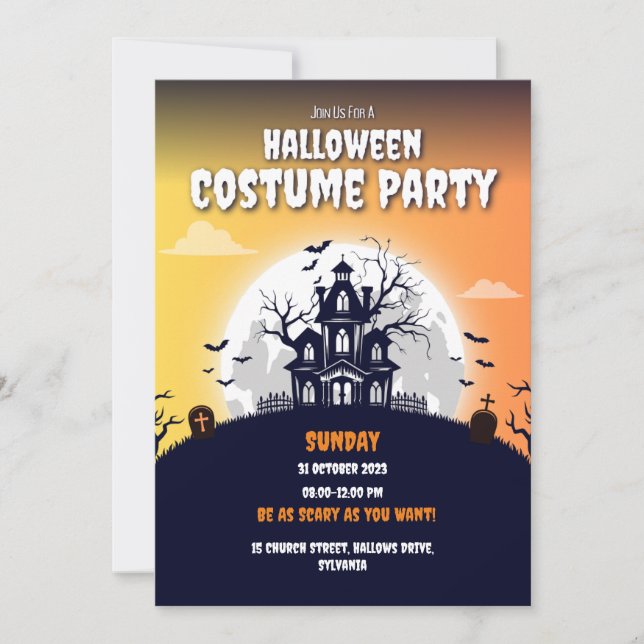 Haunted House Halloween Costume Party Invitation  (Front)