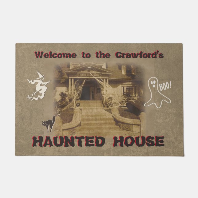 Haunted House Halloween Doormat (Front)