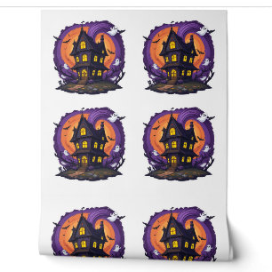 Haunted House Halloween Gothic Spooky Mansion Bats Wallpaper