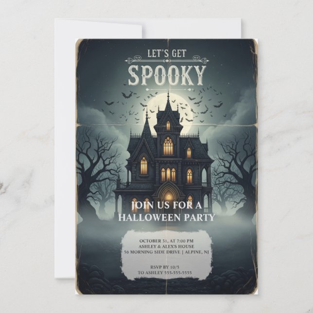 Haunted House Halloween Invitation Card – Spooky  (Front)