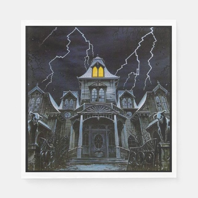 Haunted House Halloween Napkin (Front)
