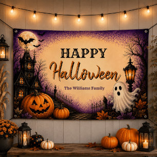 Haunted House Halloween Party Banner
