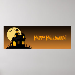 Haunted House Halloween Party Banner Poster