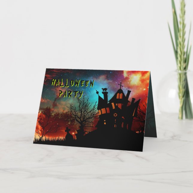 Haunted House Halloween Party Folded Invitation (Front)