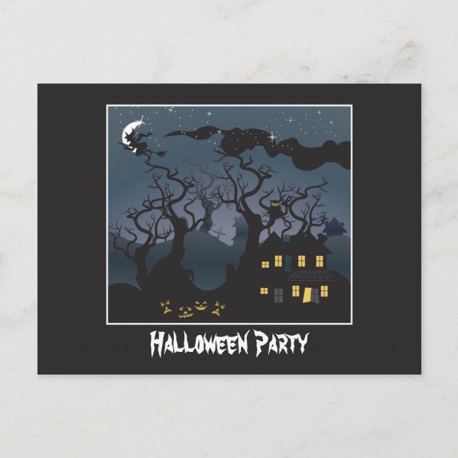 Haunted House Halloween Party Invitation Postcard (Front)