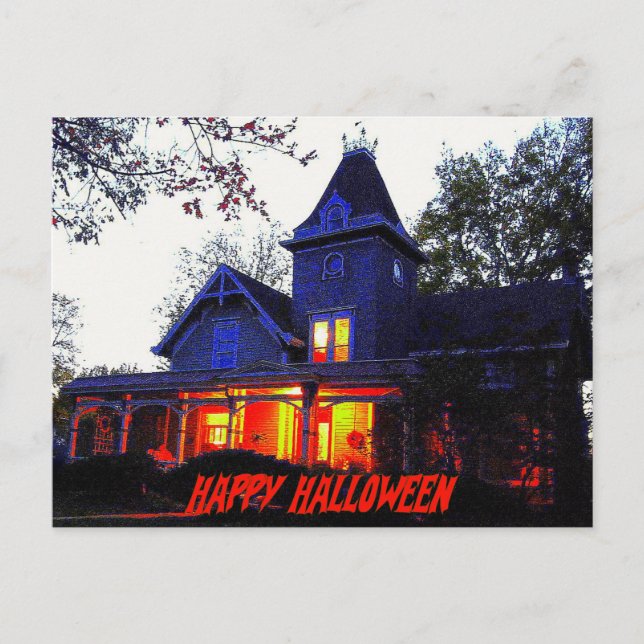Haunted House Halloween Party Invitation Postcard (Front)
