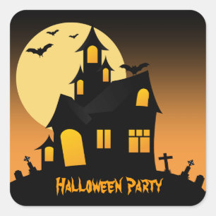 Haunted House Halloween Party Sticker
