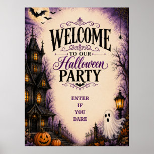Haunted House Halloween Party Welcome Sign