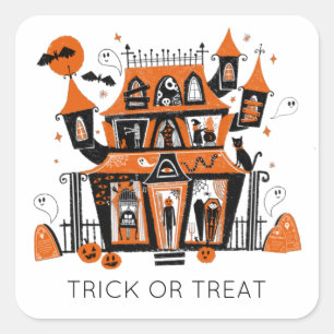 Haunted House halloween Square Sticker