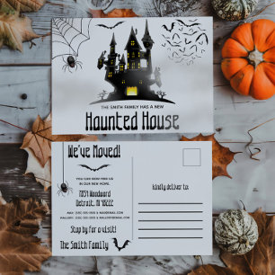 Haunted House, Halloween Themed Moving Annoucement Postcard