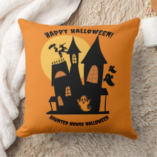 Haunted House Halloween Throw Pillow
