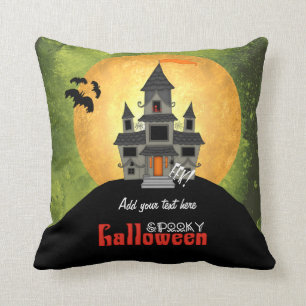 Haunted House Halloween Throw Pillow