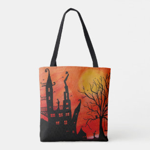 Haunted House Halloween Tote Bag