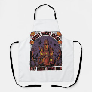 Haunted House Halloween Vintage Engraving Design_1 Apron