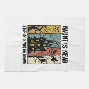 Haunted House Halloween Vintage Engraving Spooky D Kitchen Towel