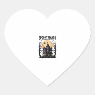 Haunted House Halloween Vintage Engraving Spooky N Heart Sticker