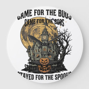 Haunted House Halloween Vintage Engraving Spooky T Large Clock