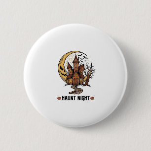 Haunted House Halloween Vintage Engraving White Sh 2 Inch Round Button