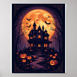 Haunted House Halloween Wall Art – Spooky Night Ca