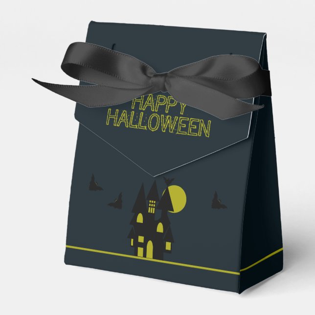 Haunted House, Happy Halloween Favor Box (Front Side)