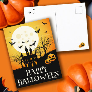 Haunted House Happy Halloween Postcard
